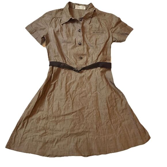 Vintage 1960s BROWNIE Girl Scout UNIFORM DRESS BELT Brown Read Americana - Picture 1 of 14